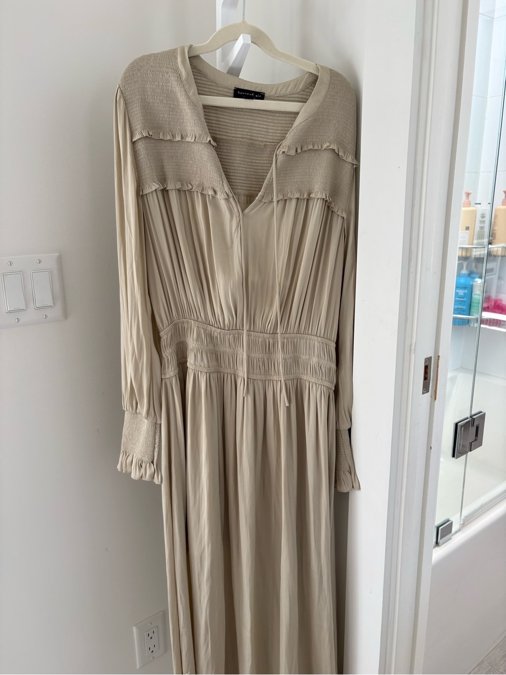 Current Air Beige Long-Sleeve Maxi Dress